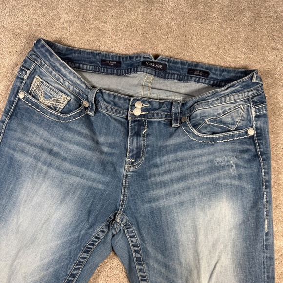 Vigoss The Dublin Flare Jeans Plus Womens 22x34 Medium Wash Distressed - Picture 7 of 14